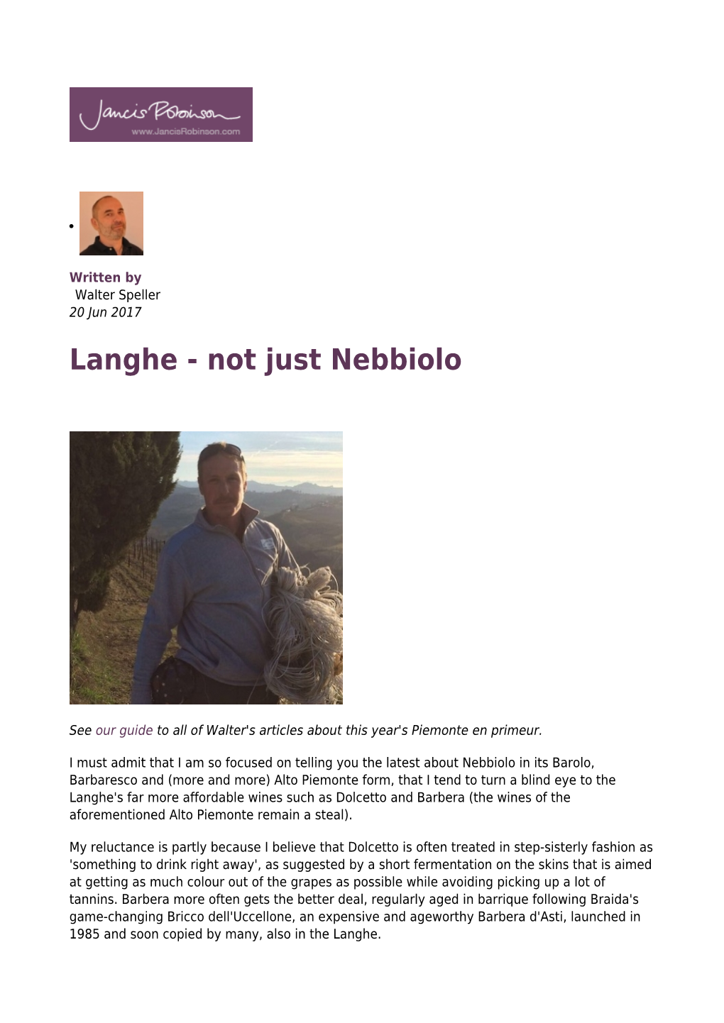 Langhe - Not Just Nebbiolo