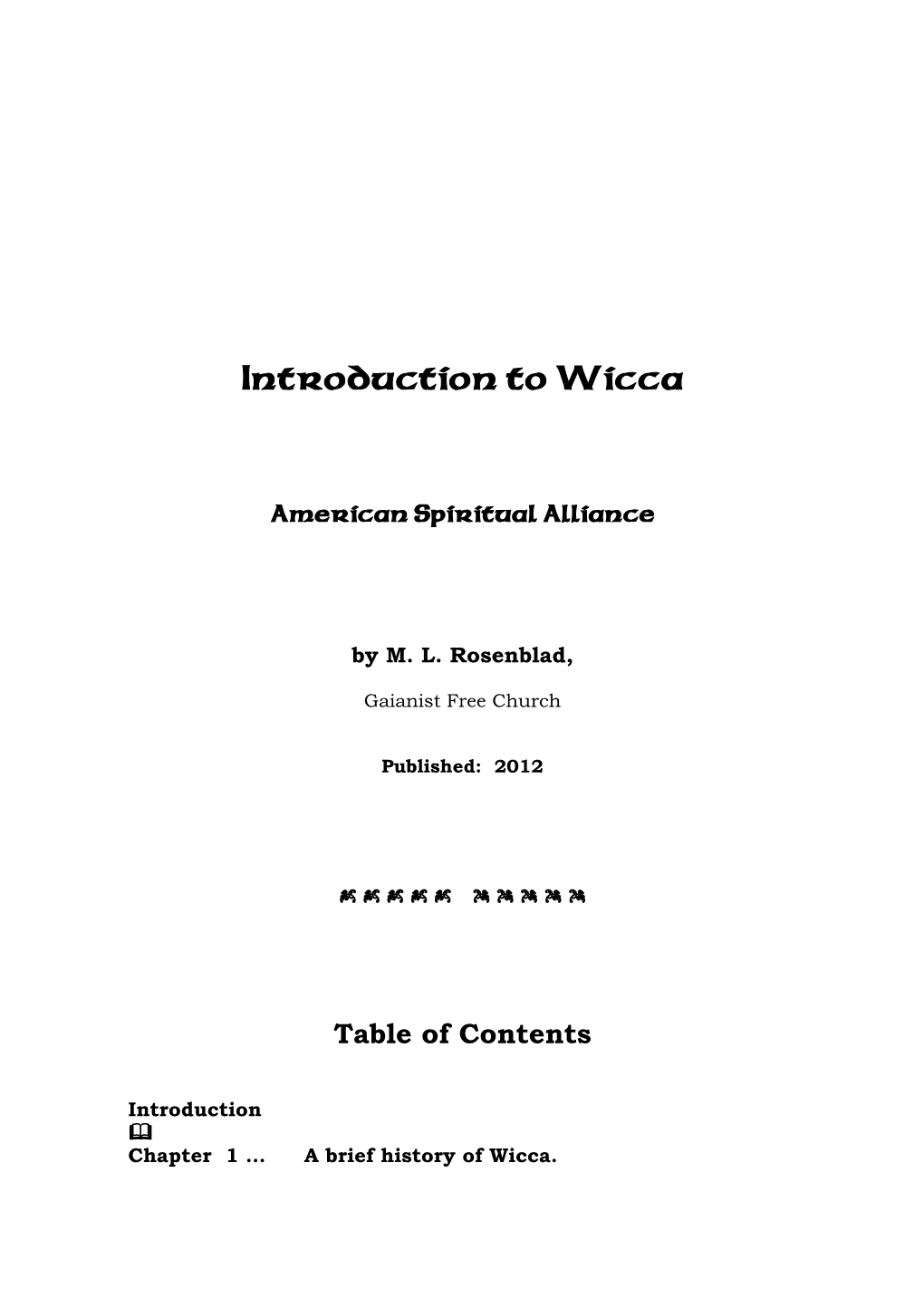 Introduction to Wicca