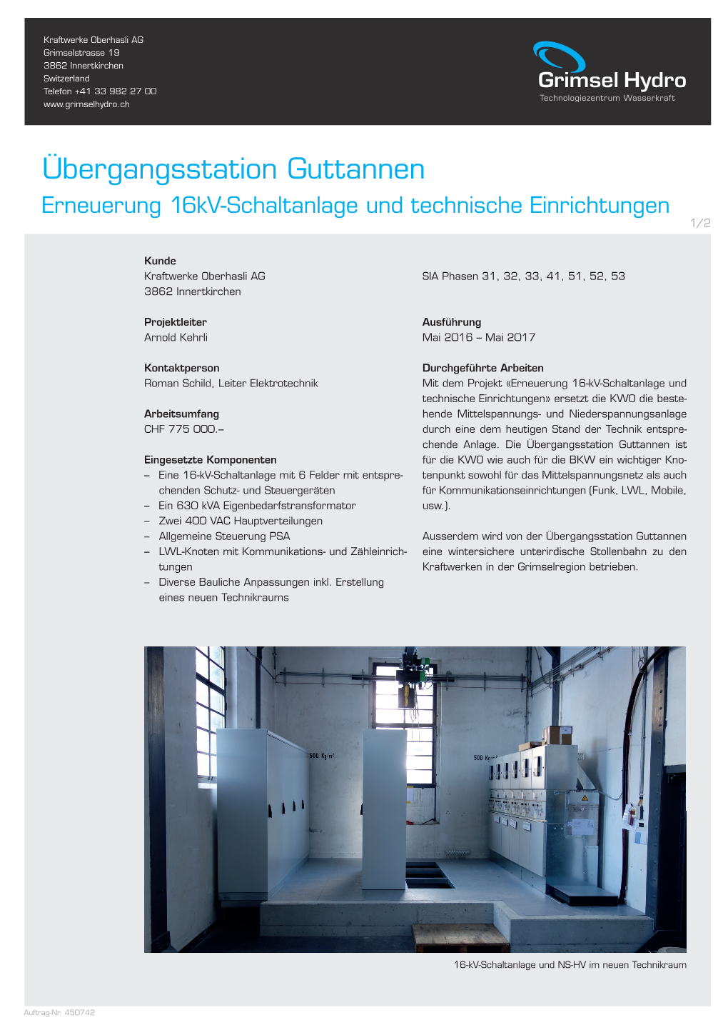 Übergangsstation Guttannen Erneuerung 16Kv-Schaltanlage Und Technische Einrichtungen 1/2