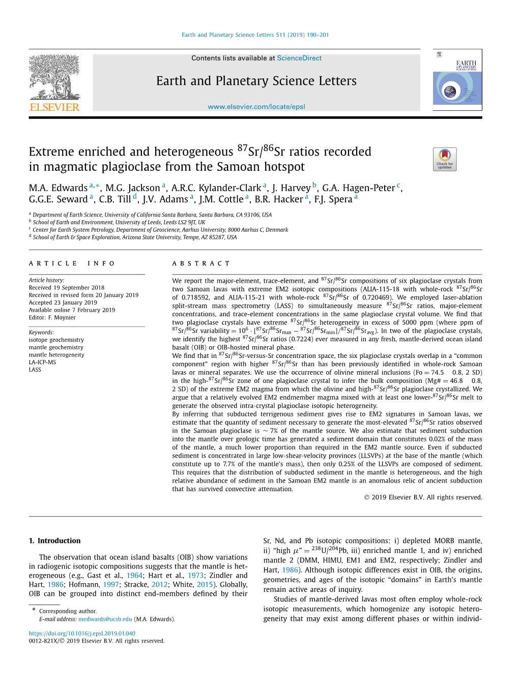 Extreme Enriched and Heterogeneous 87Sr/86Sr Ratios Recorded In