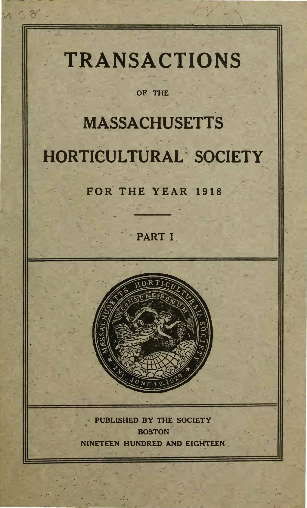 ' Massachusetts Horticultural, ·Society