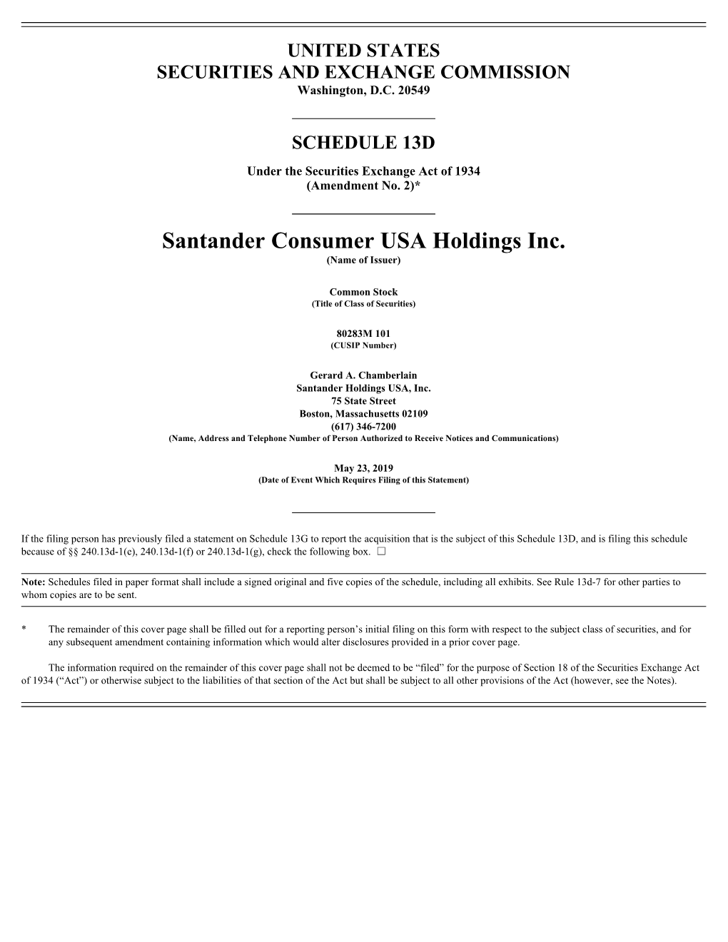 Santander Consumer USA Holdings Inc. (Name of Issuer)