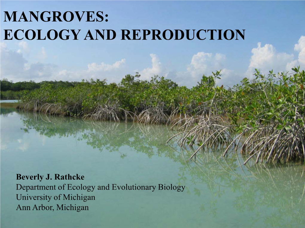 Mangroves: Ecology and Reproduction