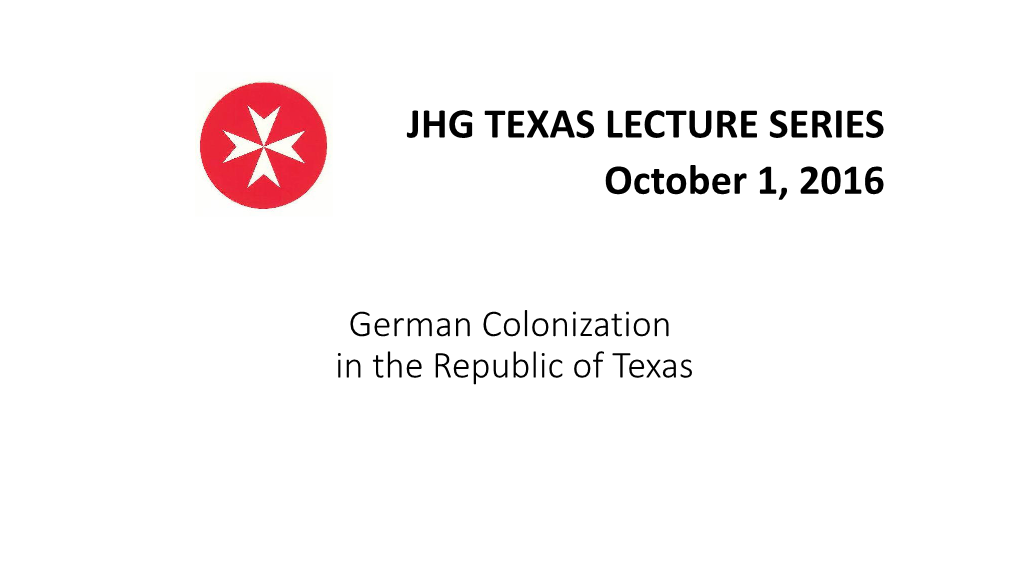 German Colonization in the Republic of Texas