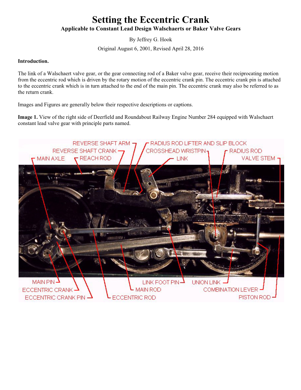 Setting the Eccentric Crank Applicable to Constant Lead Design Walschaerts Or Baker Valve Gears