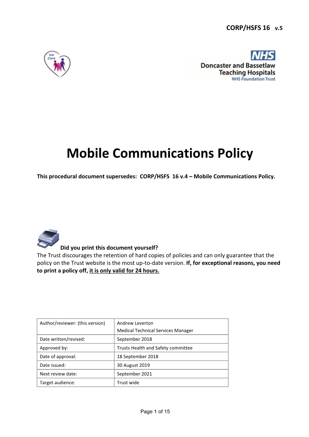 Mobile Communications Policy