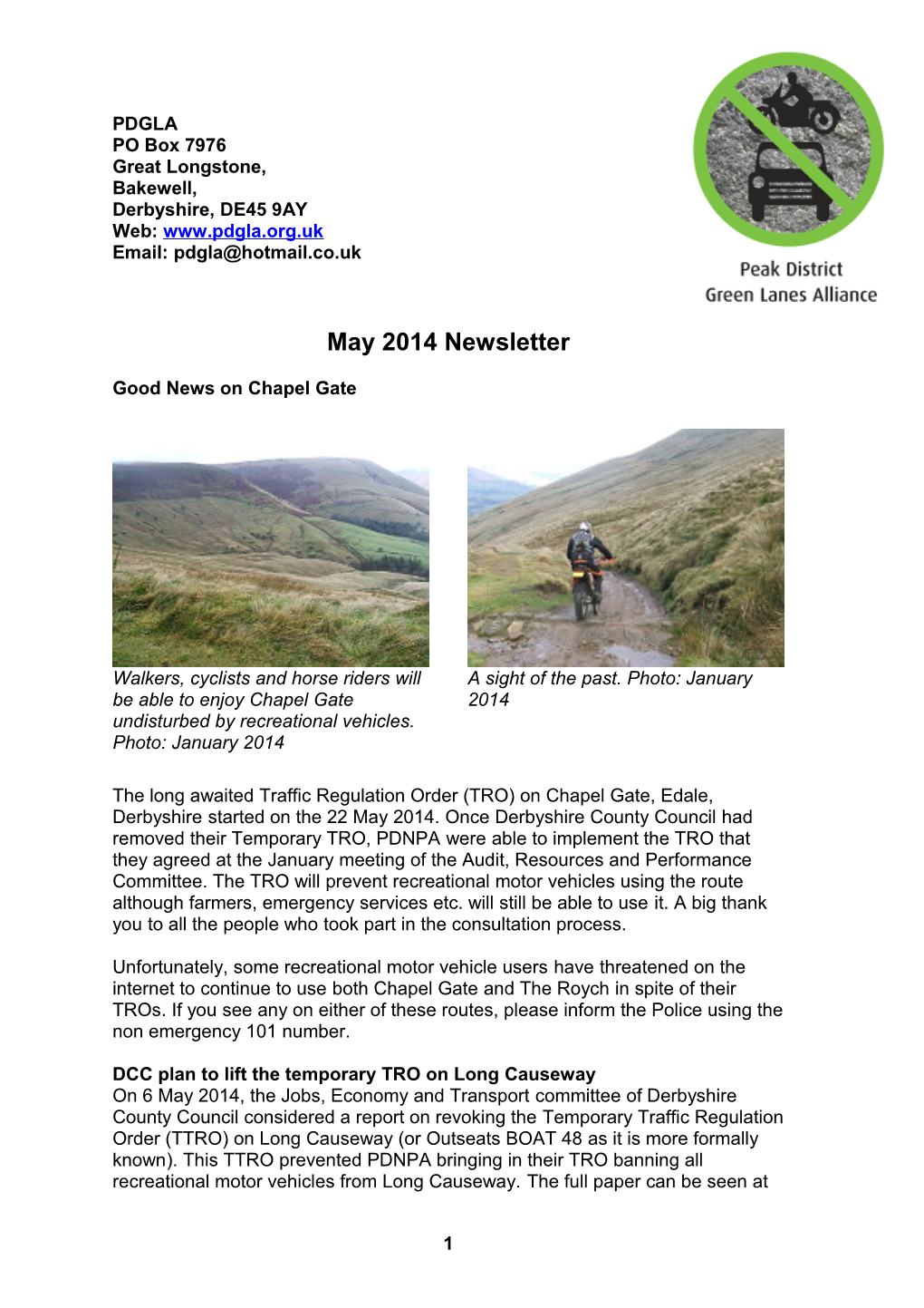 PDGLA May 2014 Newsletter