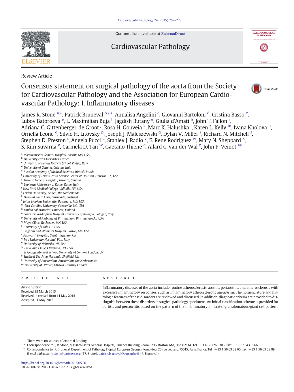 Consensus Statement on Surgical Pathology of the Aorta, Part I