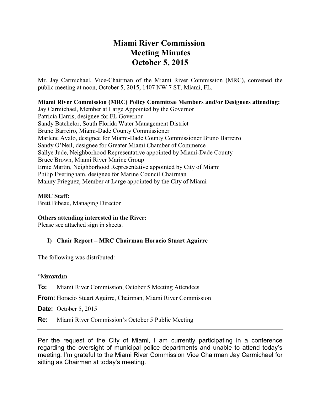 MRC Meeting Minutes October 5, 2015