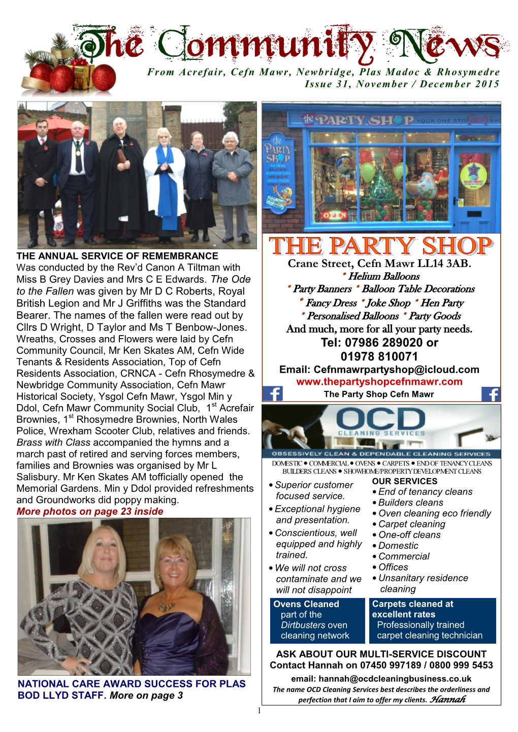 The Community News from Acrefair, Cefn Mawr, Newbridge, Plas Madoc & Rhosymedre Issue 31, November / December 2015
