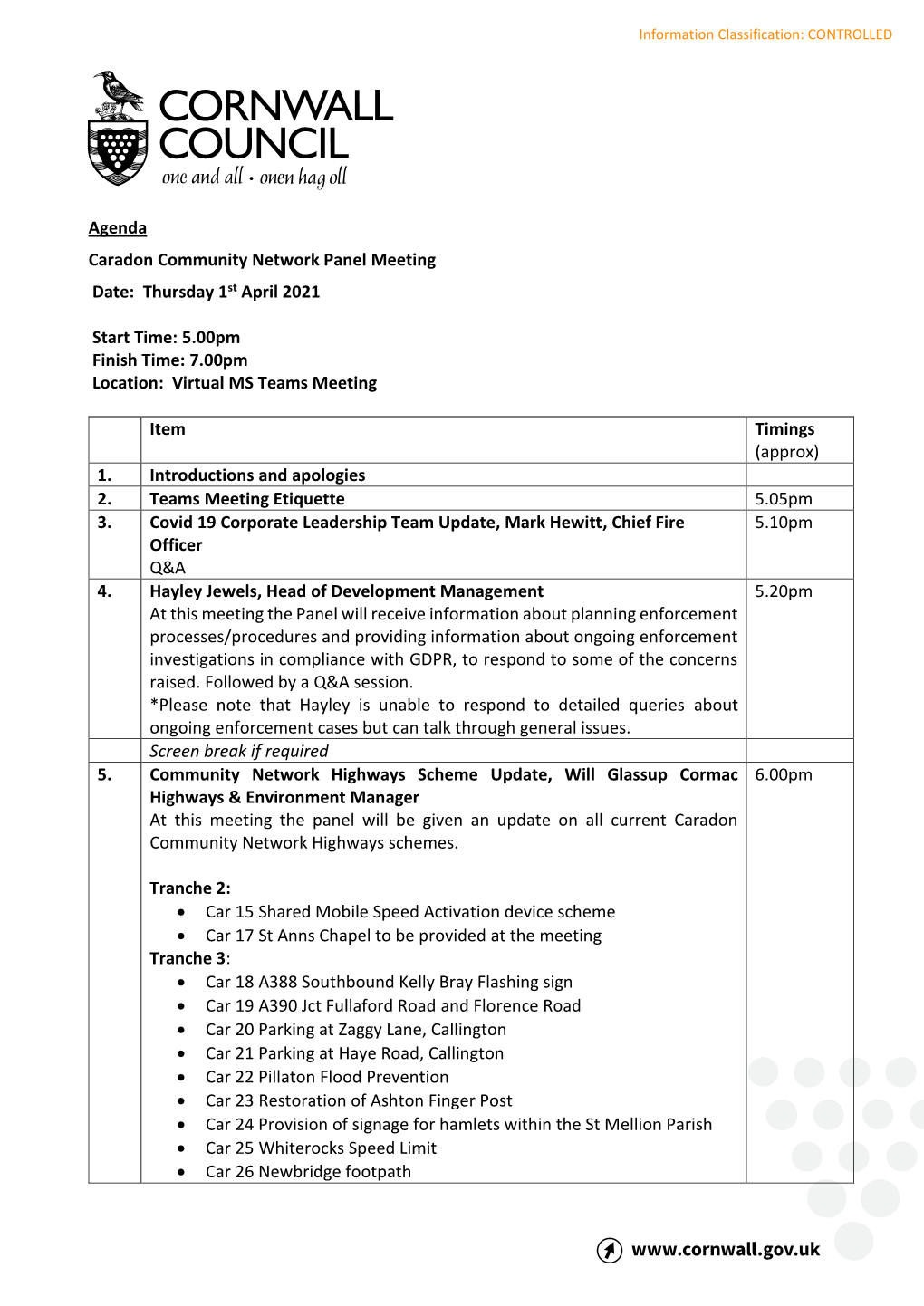 Caradon CNP 1 April 2021 Agenda