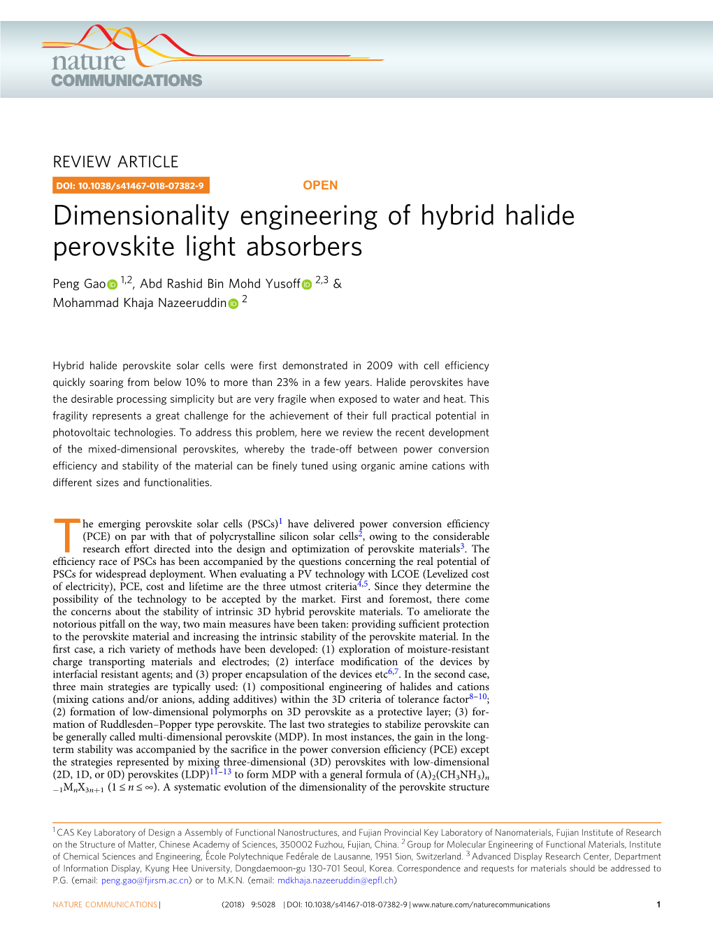 Dimensionality Engineering of Hybrid Halide Perovskite Light Absorbers