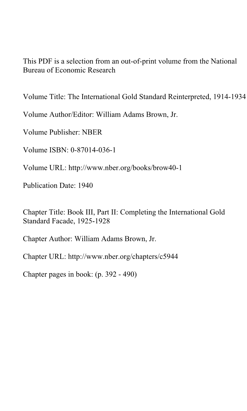 This PDF Is a Selection from an Out-Of-Print Volume from the National Bureau of Economic Research