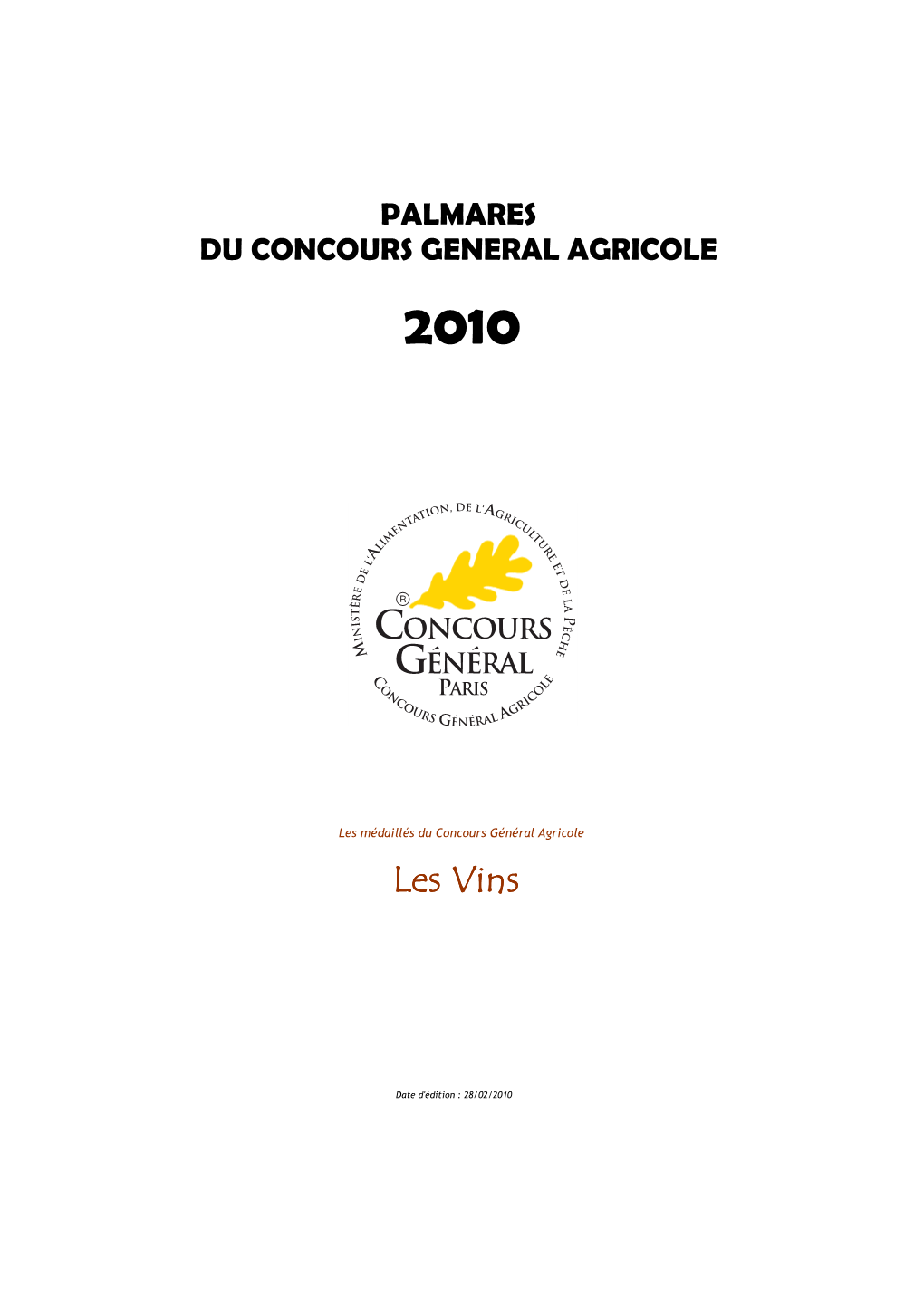 Palmarès Du Concours Général Agricole