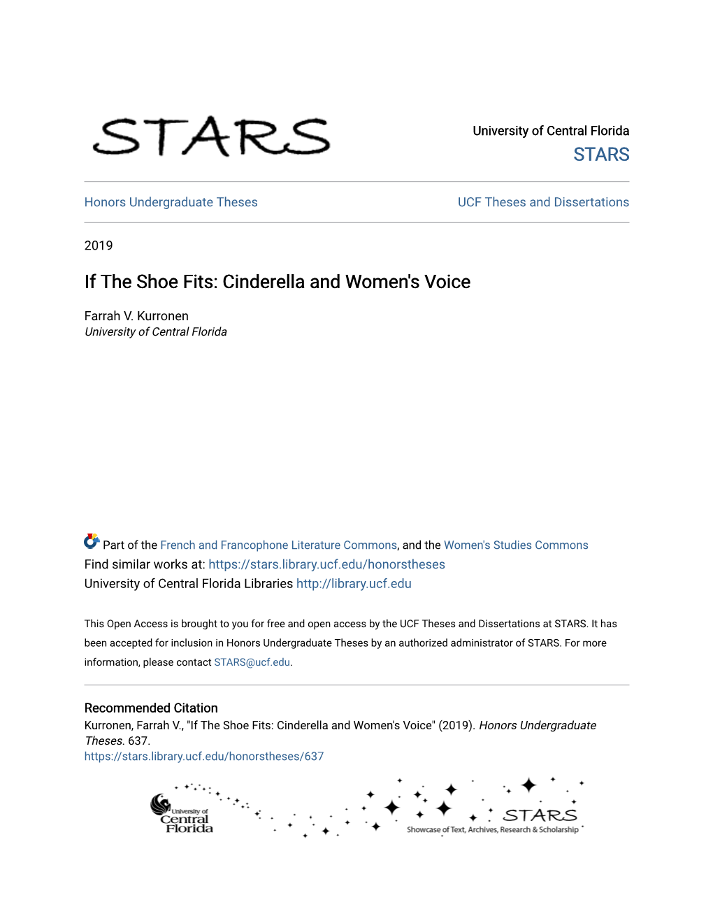 If the Shoe Fits: Cinderella and Women's Voice