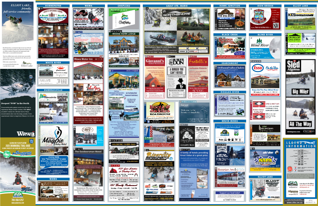 2020 Snowmobile Trail Guide Stay@Ambassadormotel.Com Algoma, Framed by Lake Huron and the Mighty Lake Superior 9 C1 33 J9 20 H3 23 H3