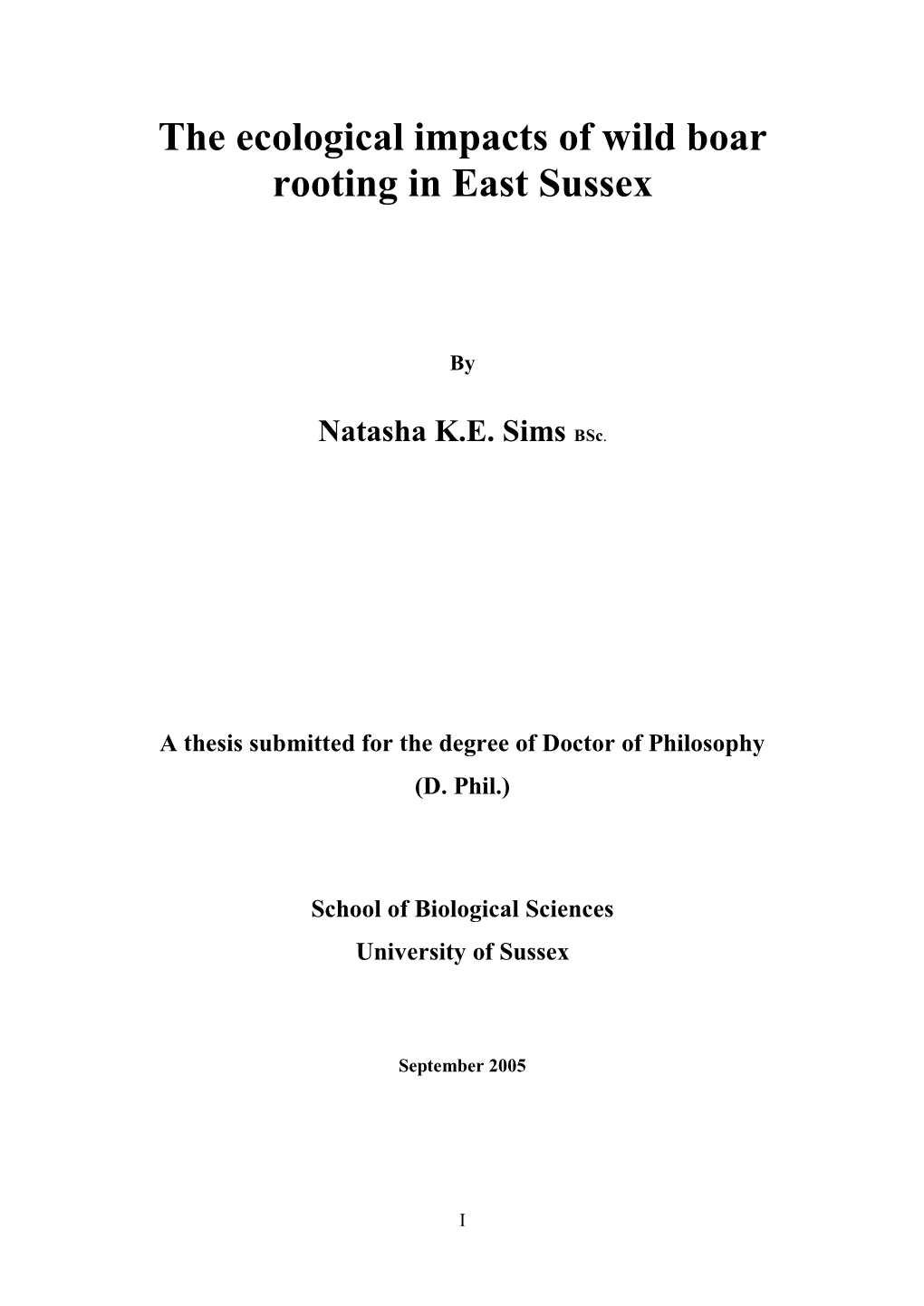 The Ecological Impacts of Wild Boar Rooting in East Sussex