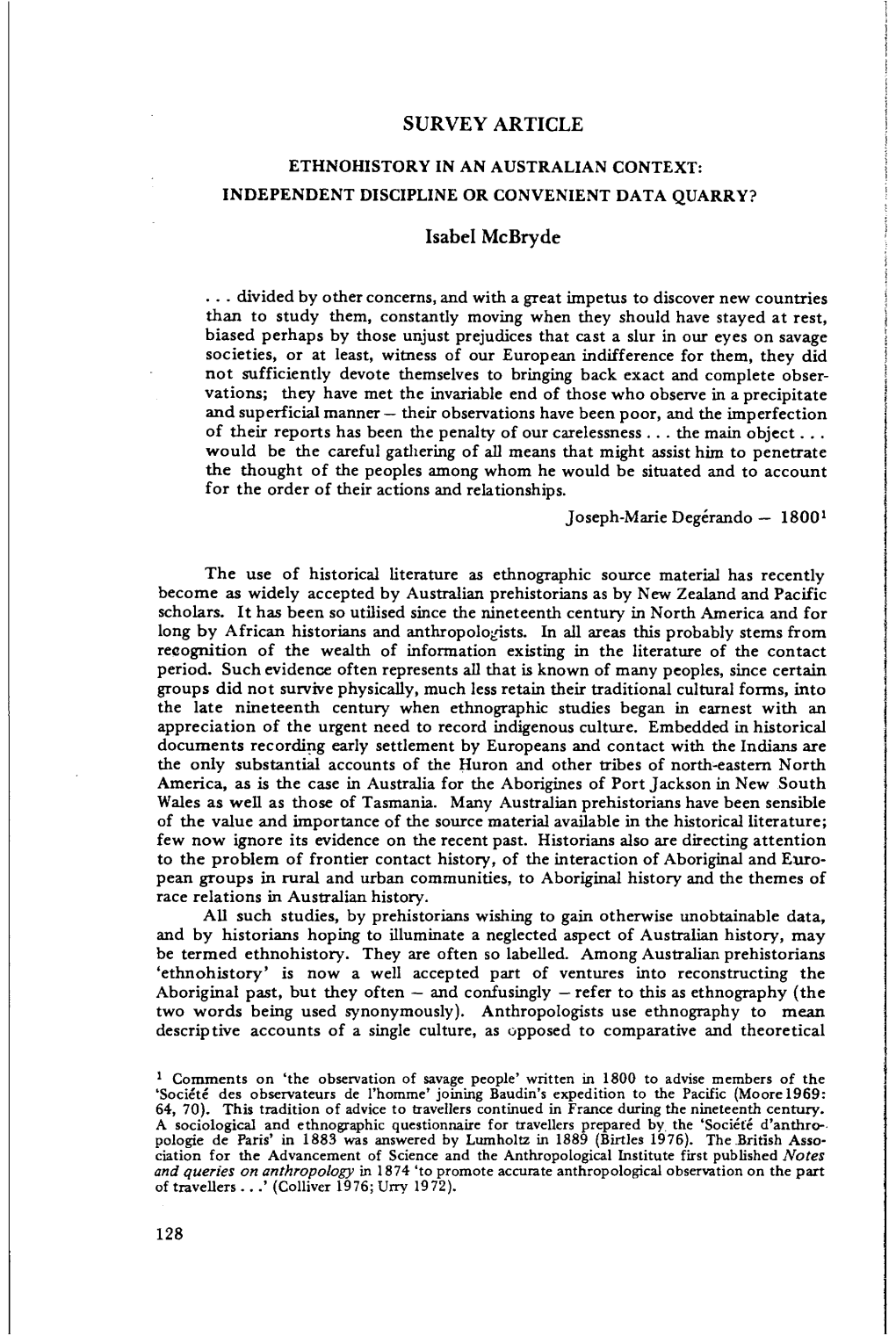 SURVEY ARTICLE Isabel Mcbryde