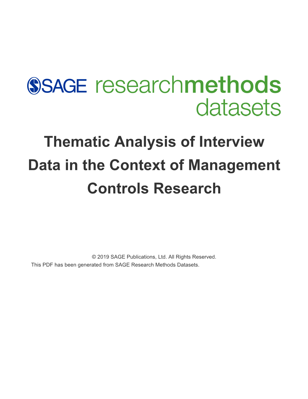 Thematic Analysis of Interview Data in the Context of Management Controls Research