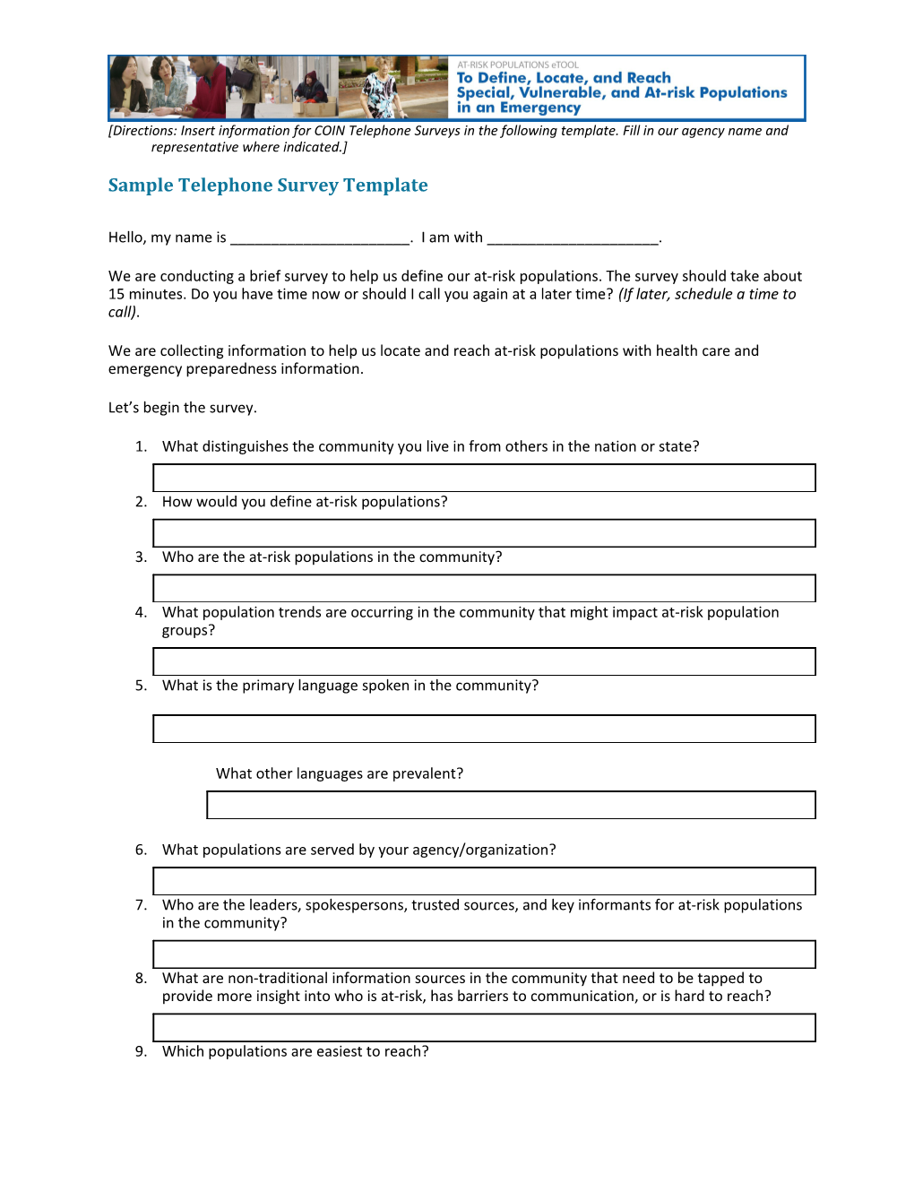 Sample Telephone Survey Template