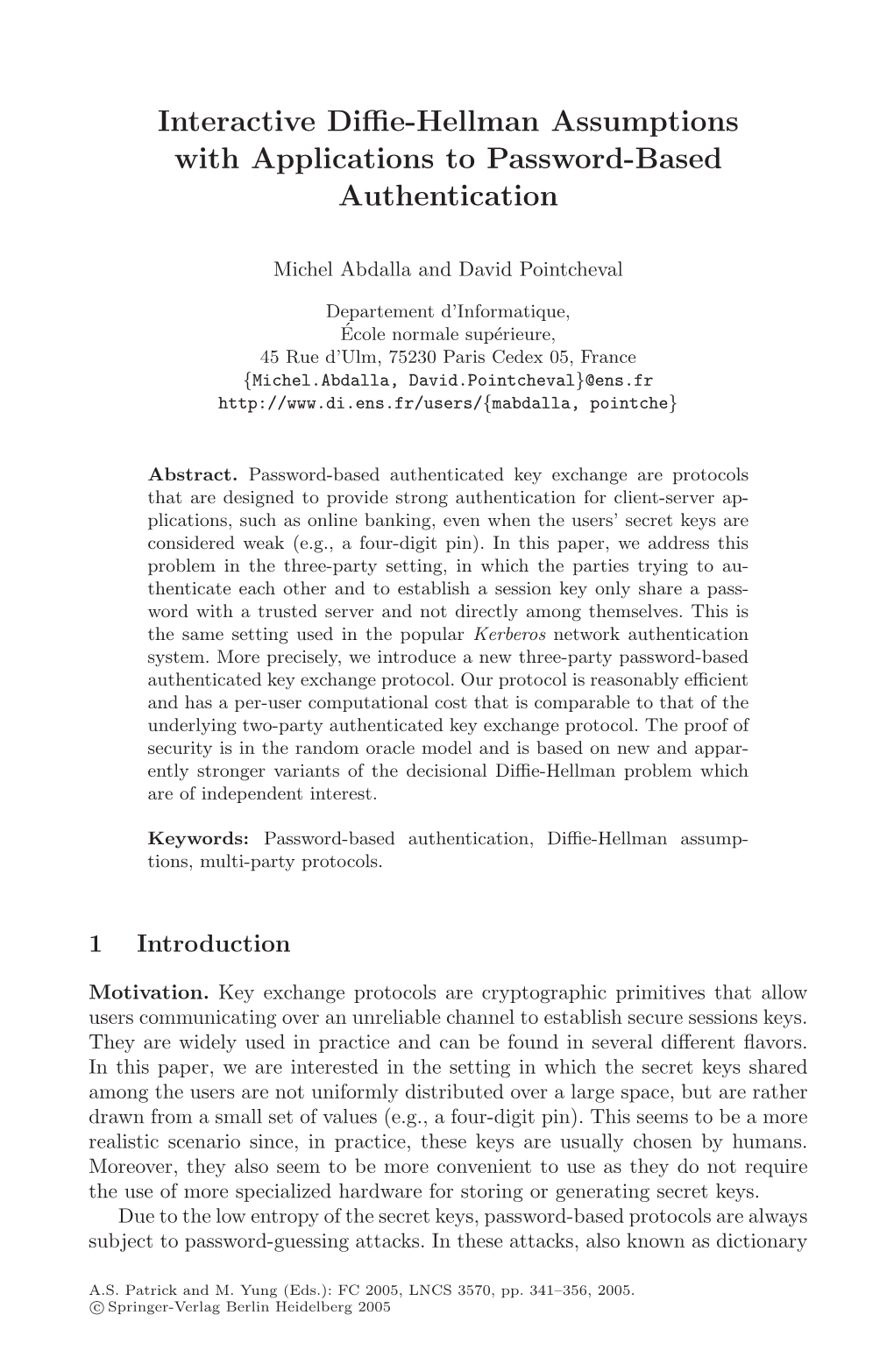 Interactive Diffie-Hellman Assumptions with Applications to Password-Based Authentication