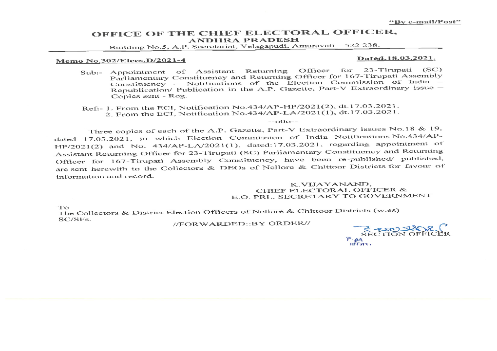 STATUTORY NOTIFICATIONS of the ELECTION COMMISSION of INDIA and OTHER ELECTION NOTIFICATIONS --X
