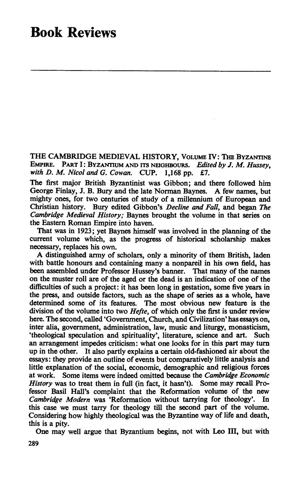 "Book Reviews," the Churchman 84.4 (Winter 1970): 289-320