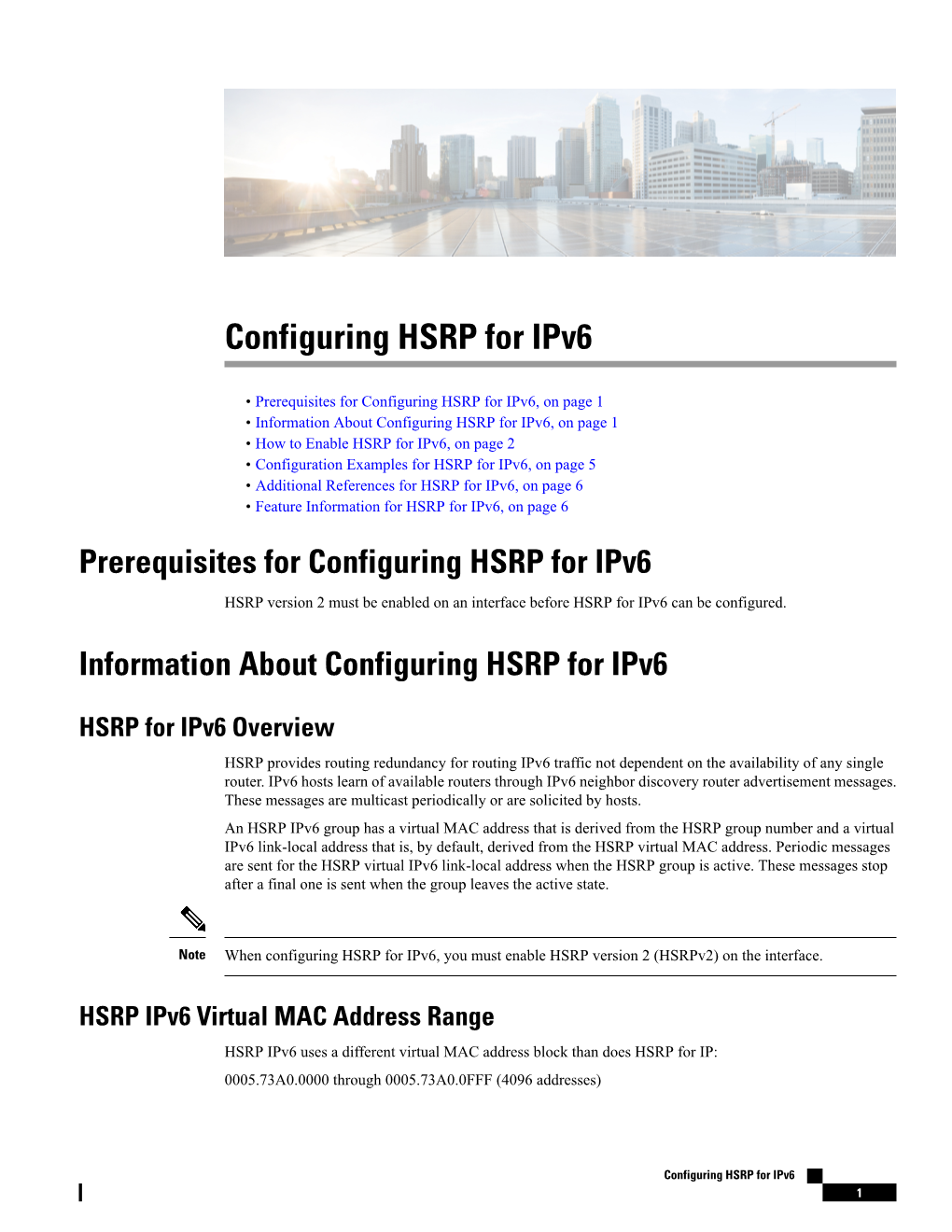 Configuring HSRP for Ipv6