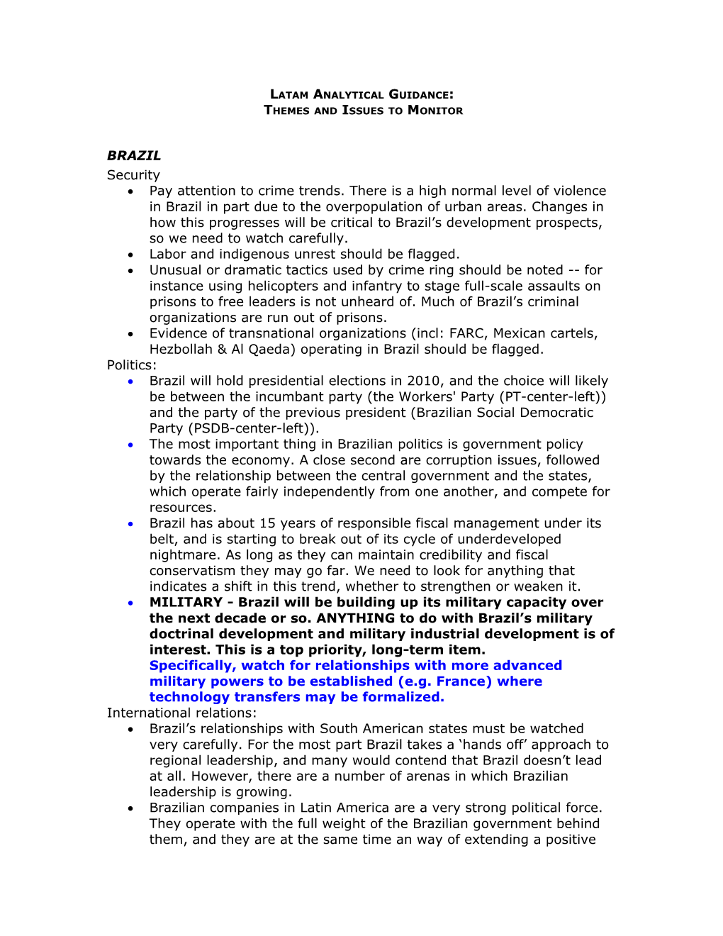 Latam Analytical Guidance