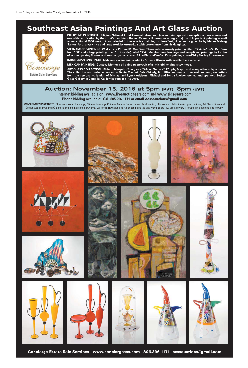 Southeast Asian Paintings and Art Glass Auction