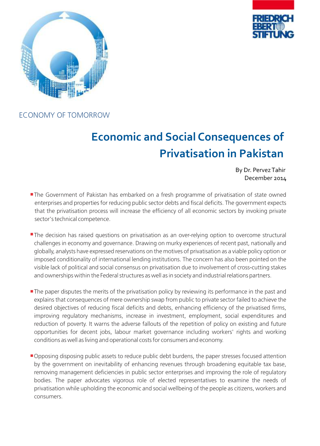 Economic and Social Consequences of Privatisation in Pakistan