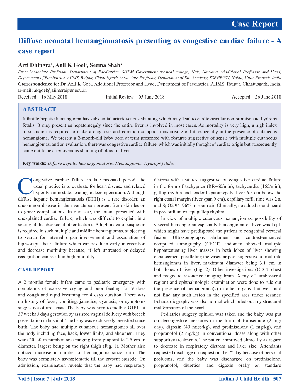 Diffuse Neonatal Hemangiomatosis Presenting As Congestive Cardiac Failure - a Case Report