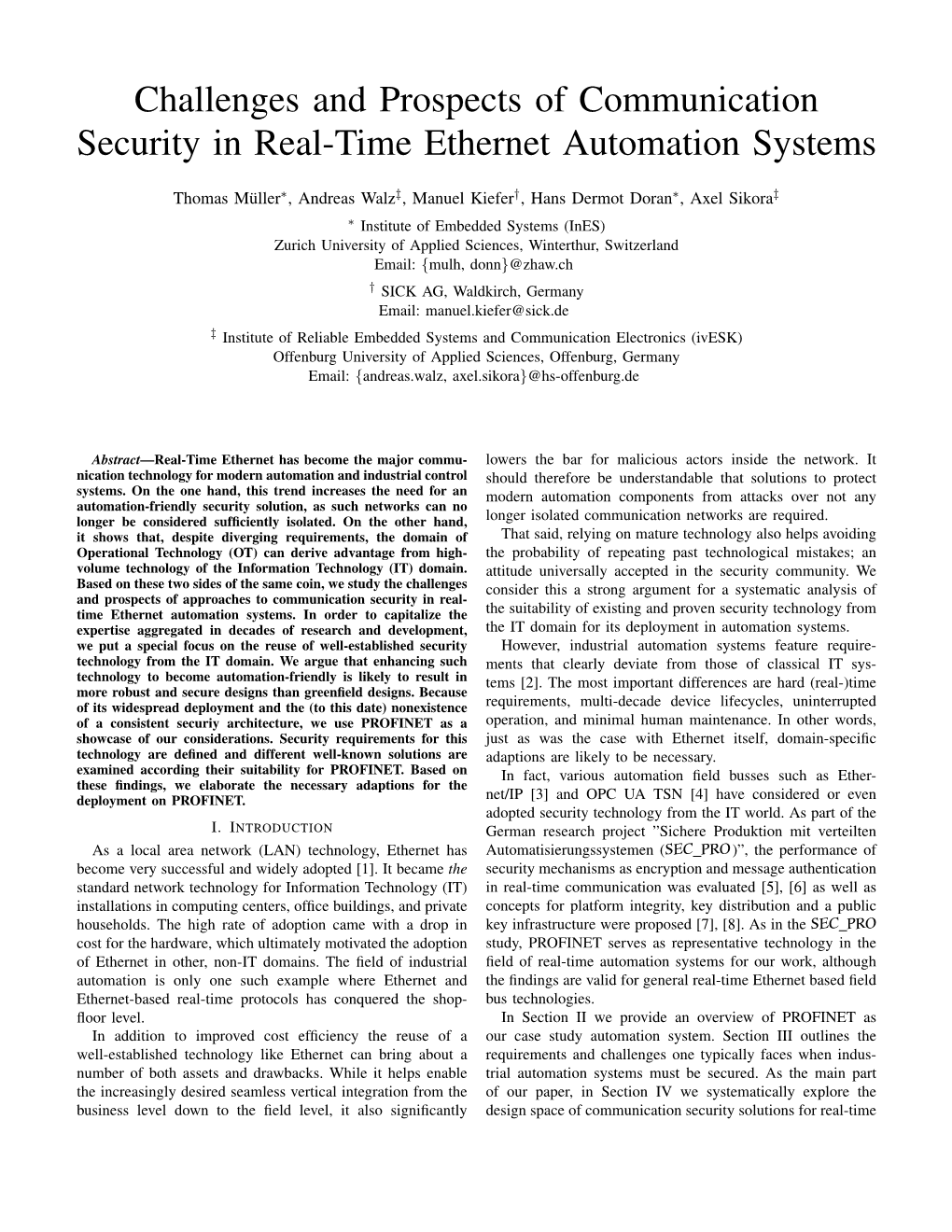 Challenges and Prospects of Communication Security in Real-Time Ethernet Automation Systems