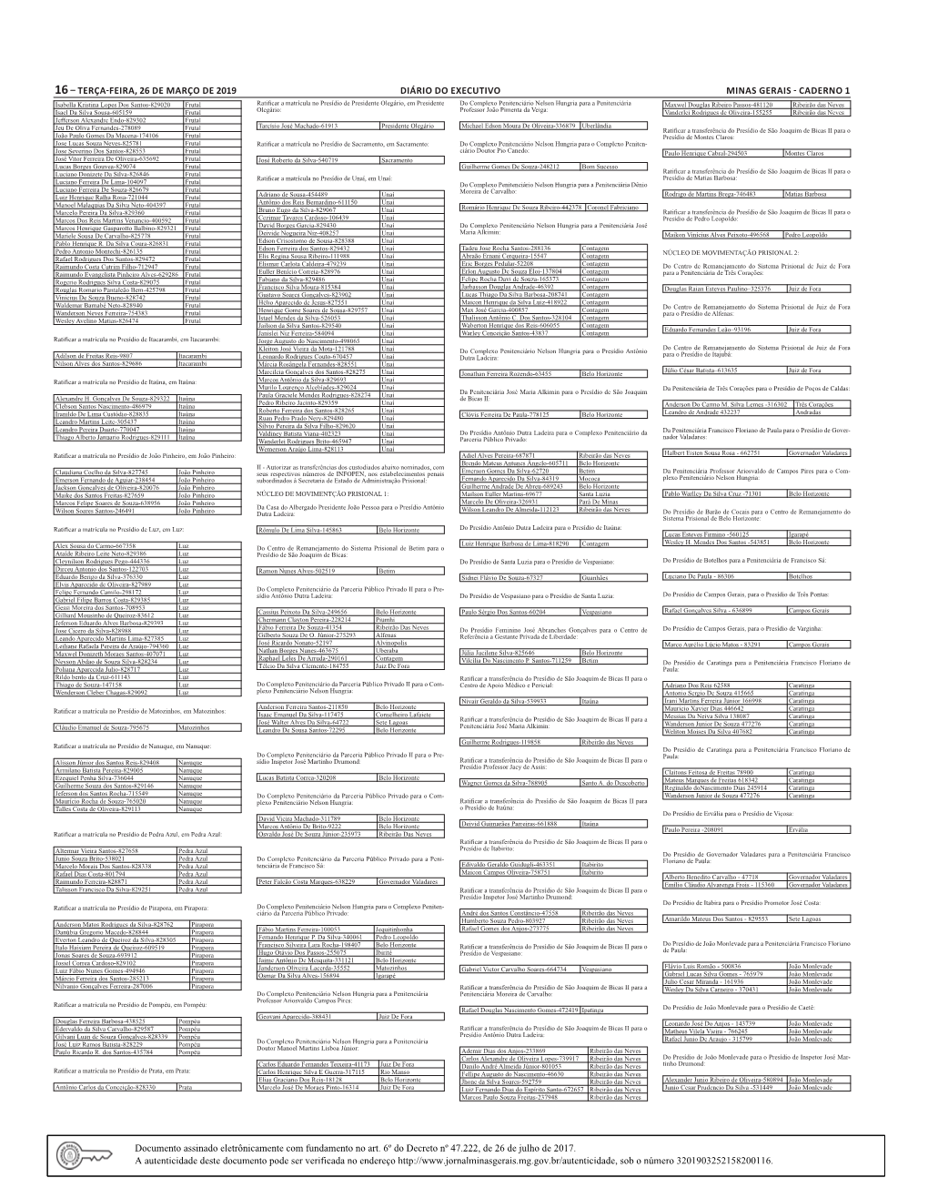 16– Terça-Feira, 26 De Março De 2019 Diário Do Executivo