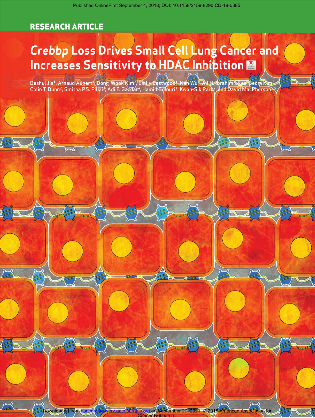 Crebbp Loss Drives Small Cell Lung Cancer and Increases Sensitivity to HDAC Inhibition