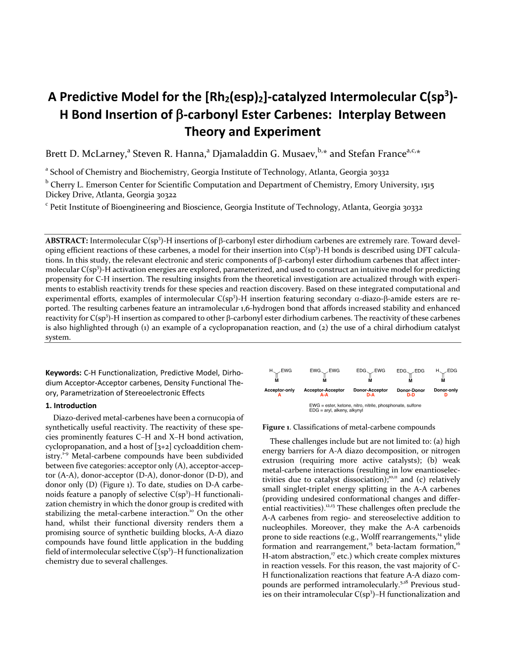 [Rh2(Esp)2]-Catalyzed Intermolecular C(Sp3)