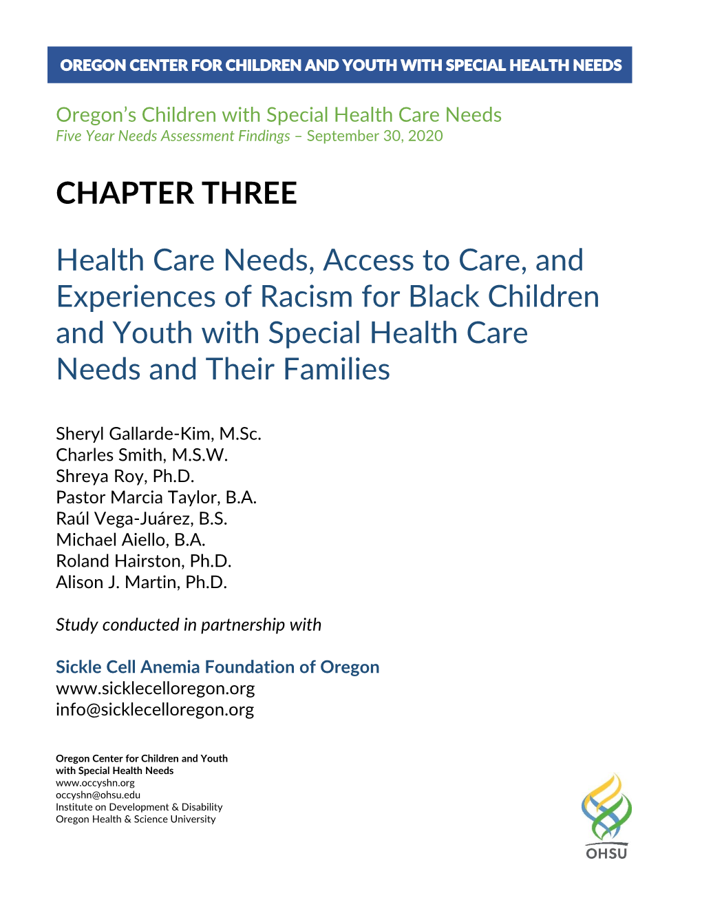 Oregon's Children with Special Health Care Needs