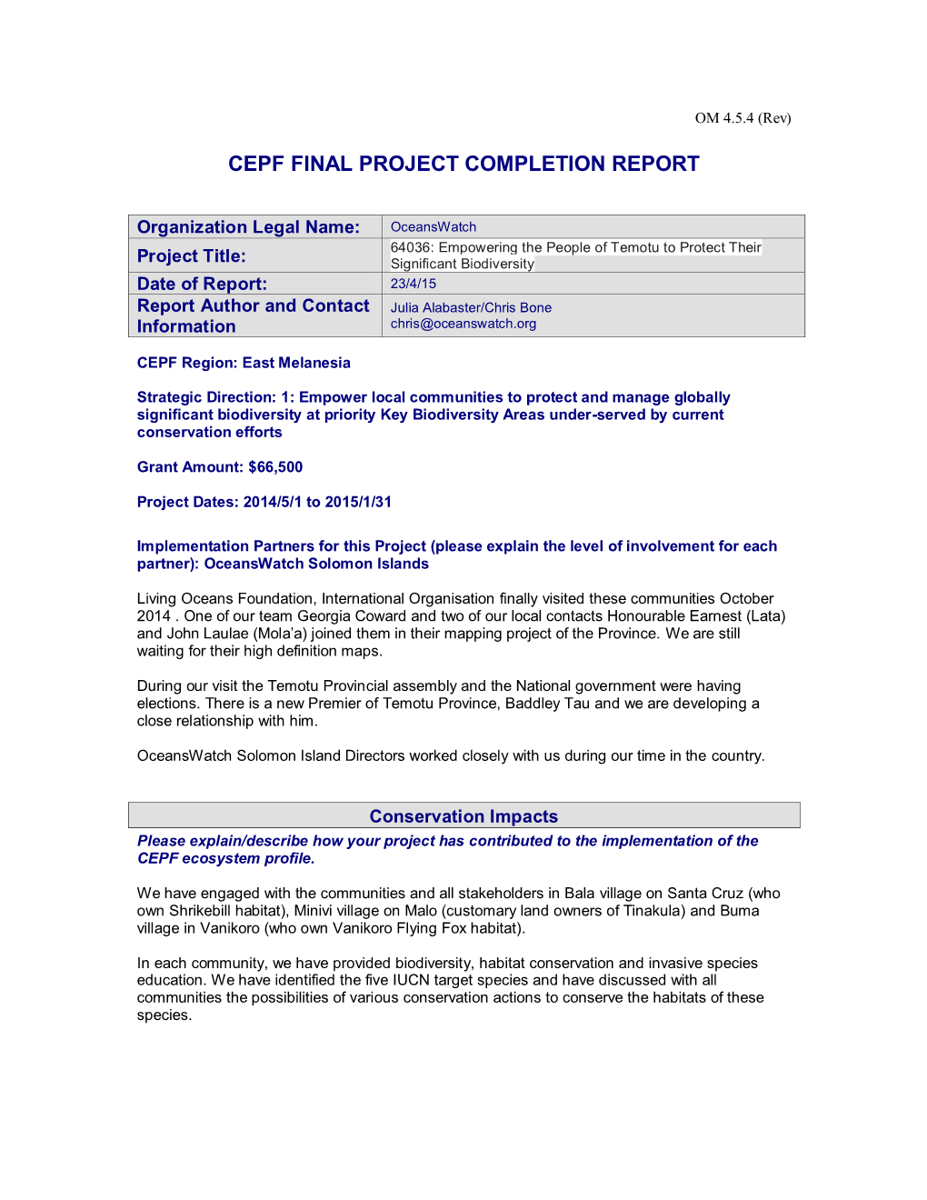 Final Project Completion Report