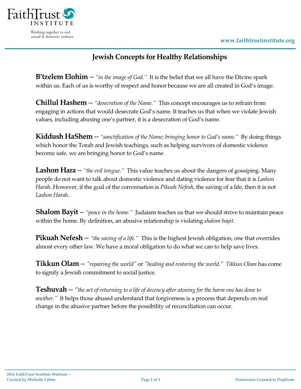 Jewish Concepts for Healthy Relationships