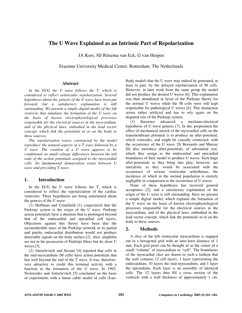 The U Wave Explained As an Intrinsic Part of Repolarization