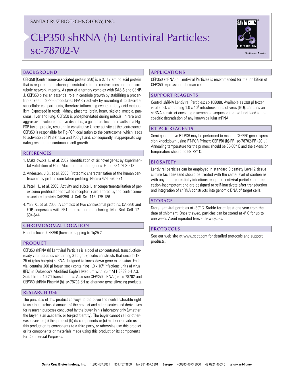 CEP350 Shrna (H) Lentiviral Particles: Sc-78702-V