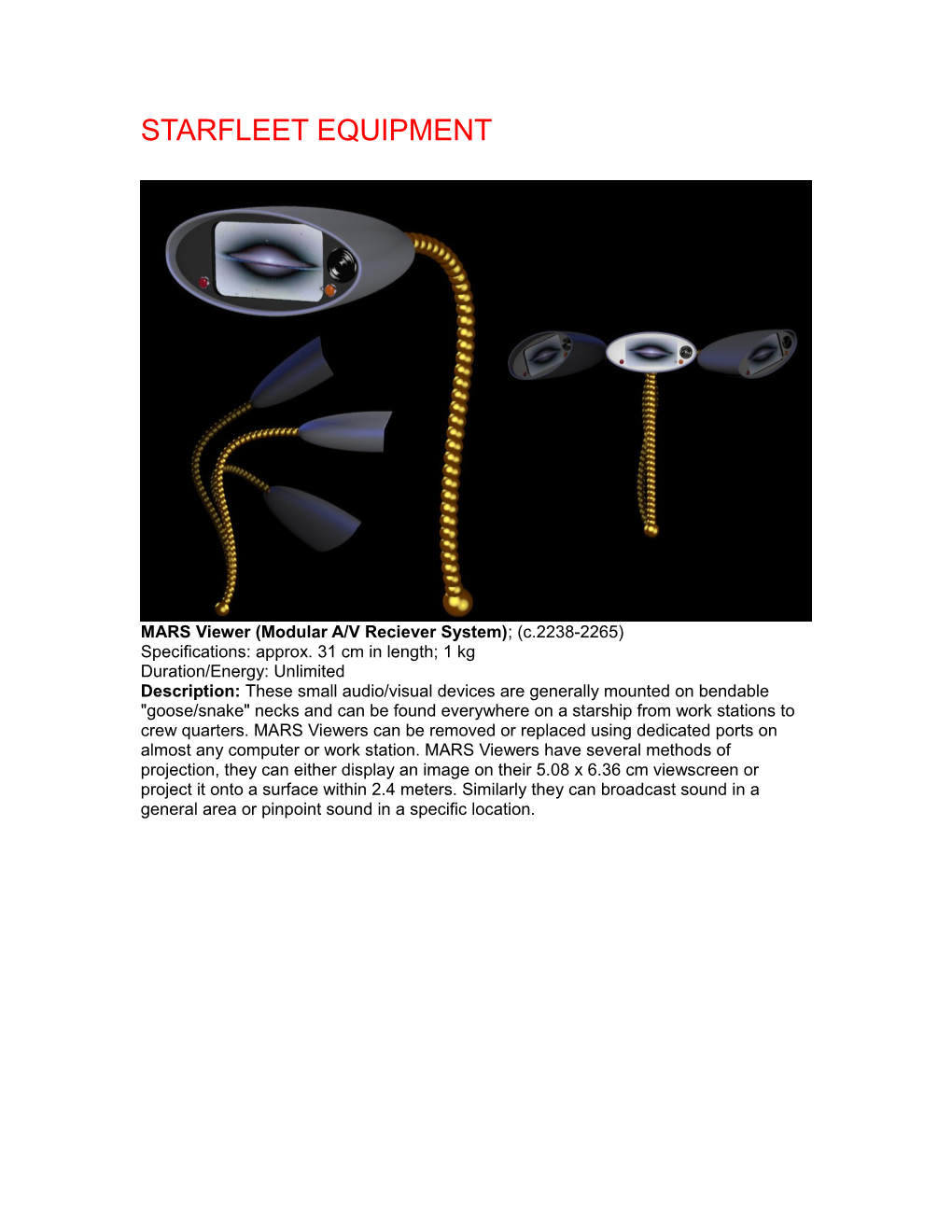 Starfleet Equipment from the 2250S