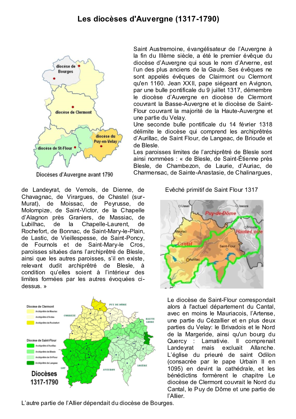 Les Diocèses D'auvergne (1317-1790)