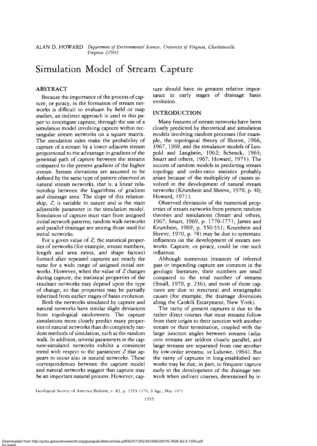 Simulation Model of Stream Capture