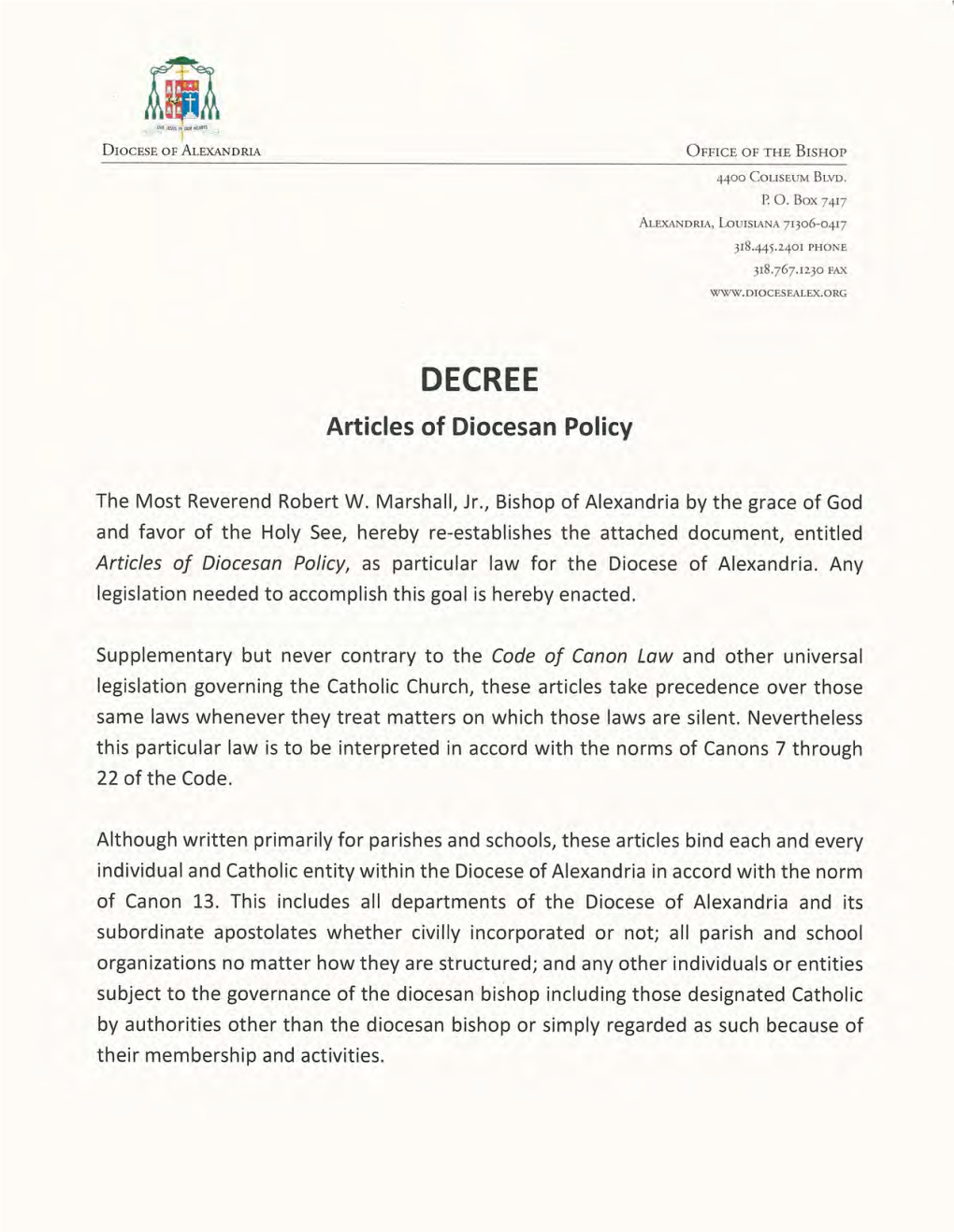Diocesan Policy