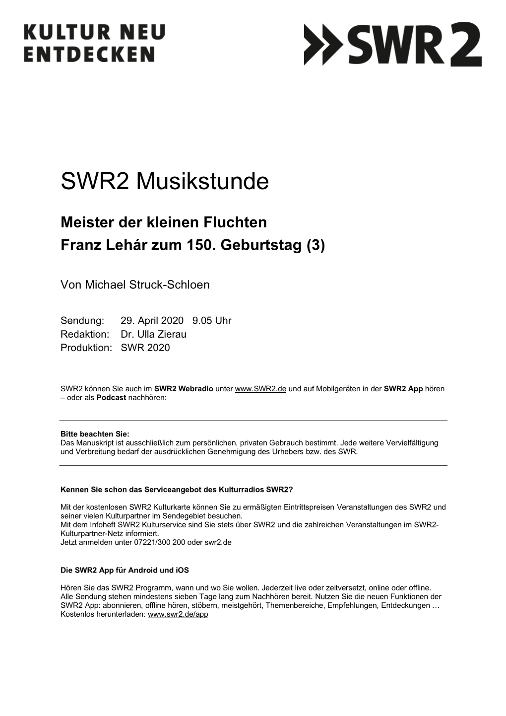 SWR2 Musikstunde