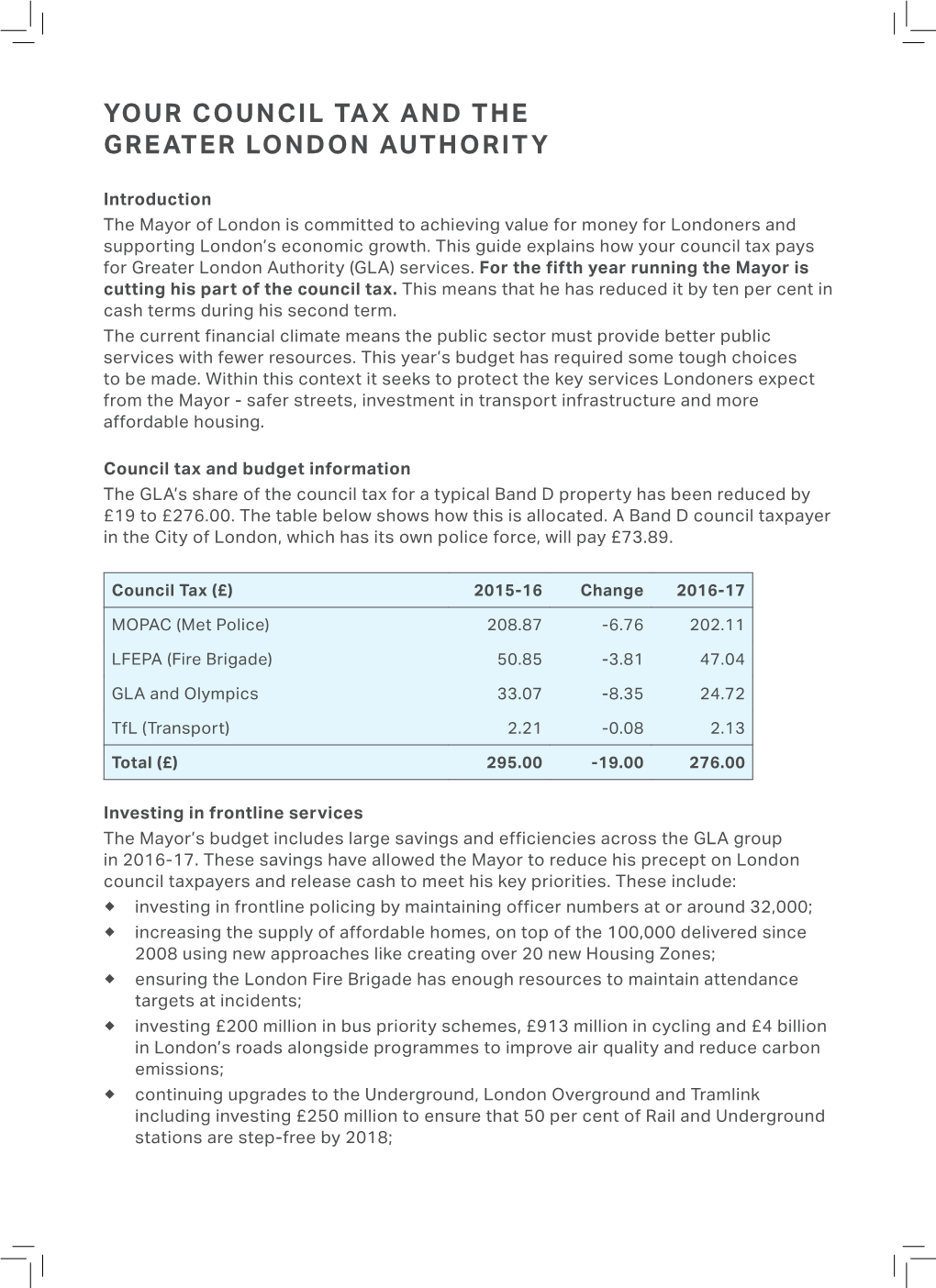 Your Council Tax and the Greater London Authority