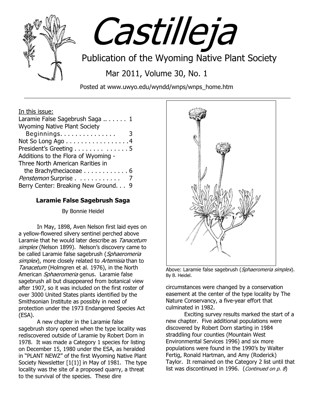 A Publication of the Wyoming Native Plant Society