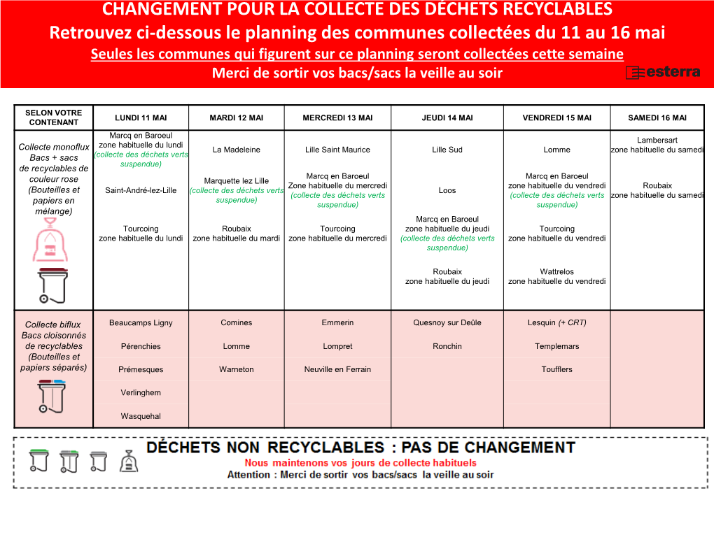 Modification Des Collectes À Partir Du 23 Mars