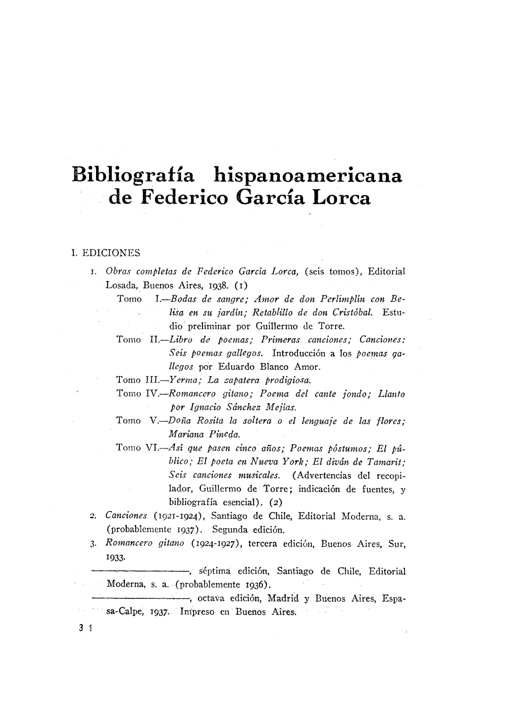 Bibliograffa Hispanoamericana De Federico Garcia Lorca